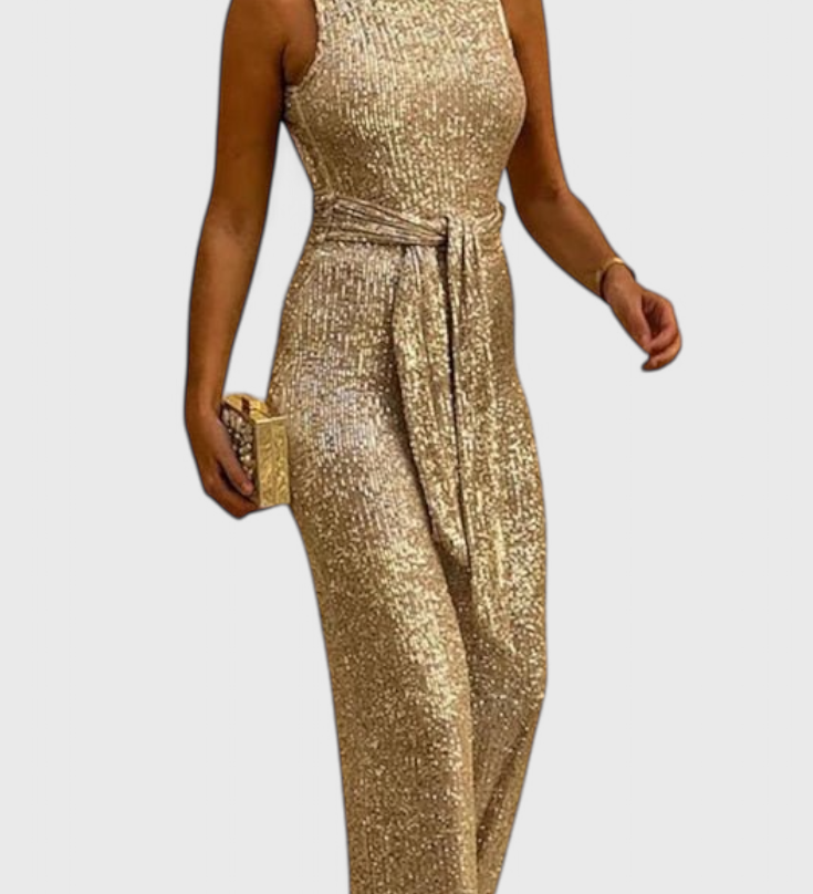 Adele Sequin Jumpsuit with Adjustable Waist
