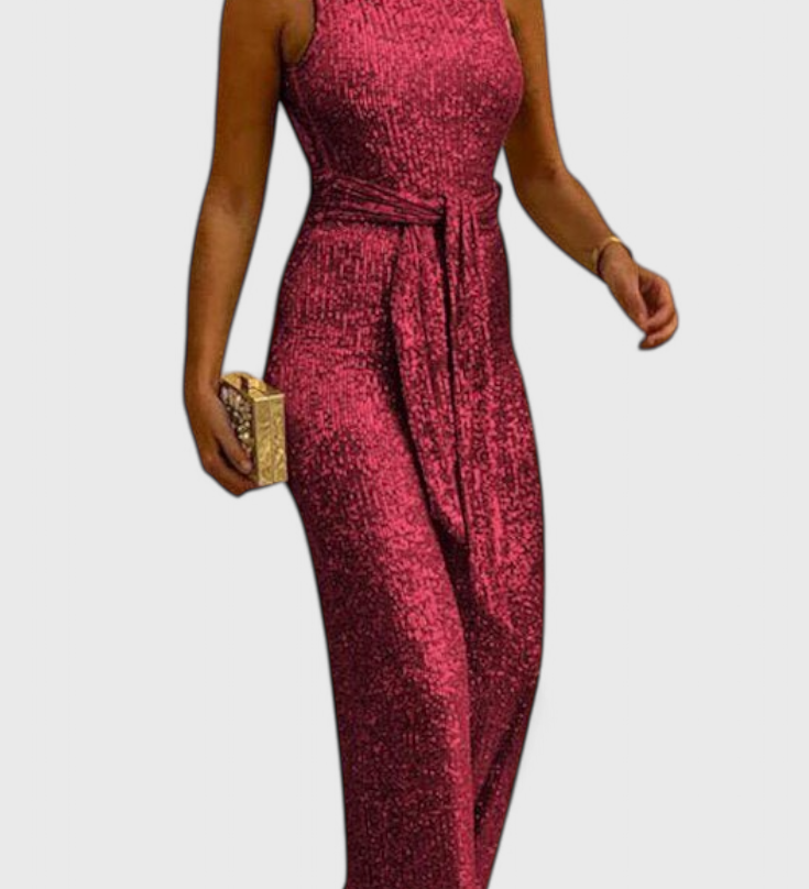 Adele Sequin Jumpsuit with Adjustable Waist