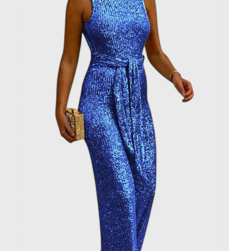 Adele Sequin Jumpsuit with Adjustable Waist