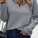 Helene V-Neck Jumper with Zip and Long Sleeves
