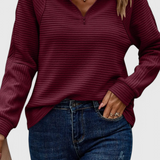 Helene V-Neck Jumper with Zip and Long Sleeves