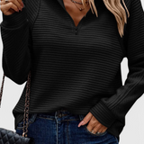 Helene V-Neck Jumper with Zip and Long Sleeves