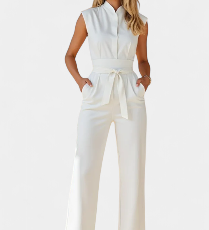 Sleeveless Jumpsuit with Flared Cut