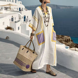 Kaftan Dress "Mila" with Lavender Pockets and Solar Details