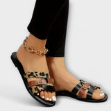Silvia - Leopard Print Cross Strap Sandals