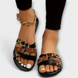 Silvia - Leopard Print Cross Strap Sandals