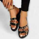 Silvia - Leopard Print Cross Strap Sandals