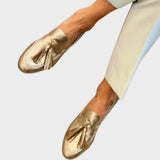 Cloe | Gold Loafers