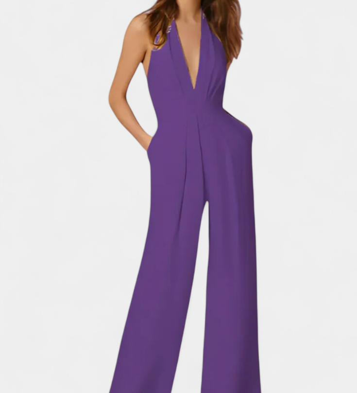 Lilac Wide-Leg Jumpsuit with Light Elegance